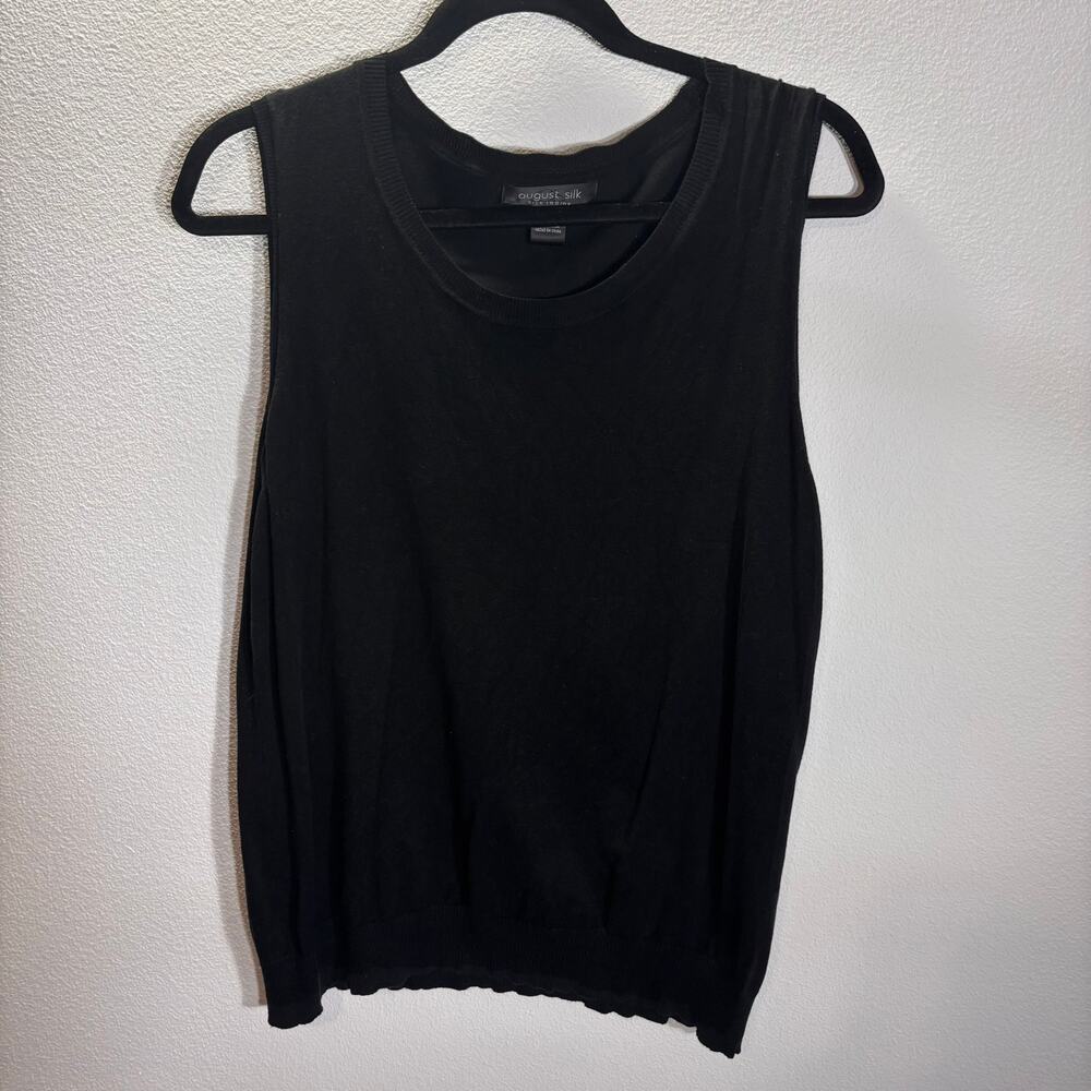 August Silk Sleeveless Sweater Vest Black Silk Blend Womens XXL Knit Top